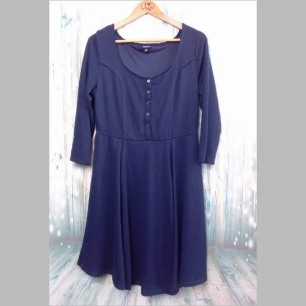 Torrid Navy Blue 3/4 Sleeve Skater Dress